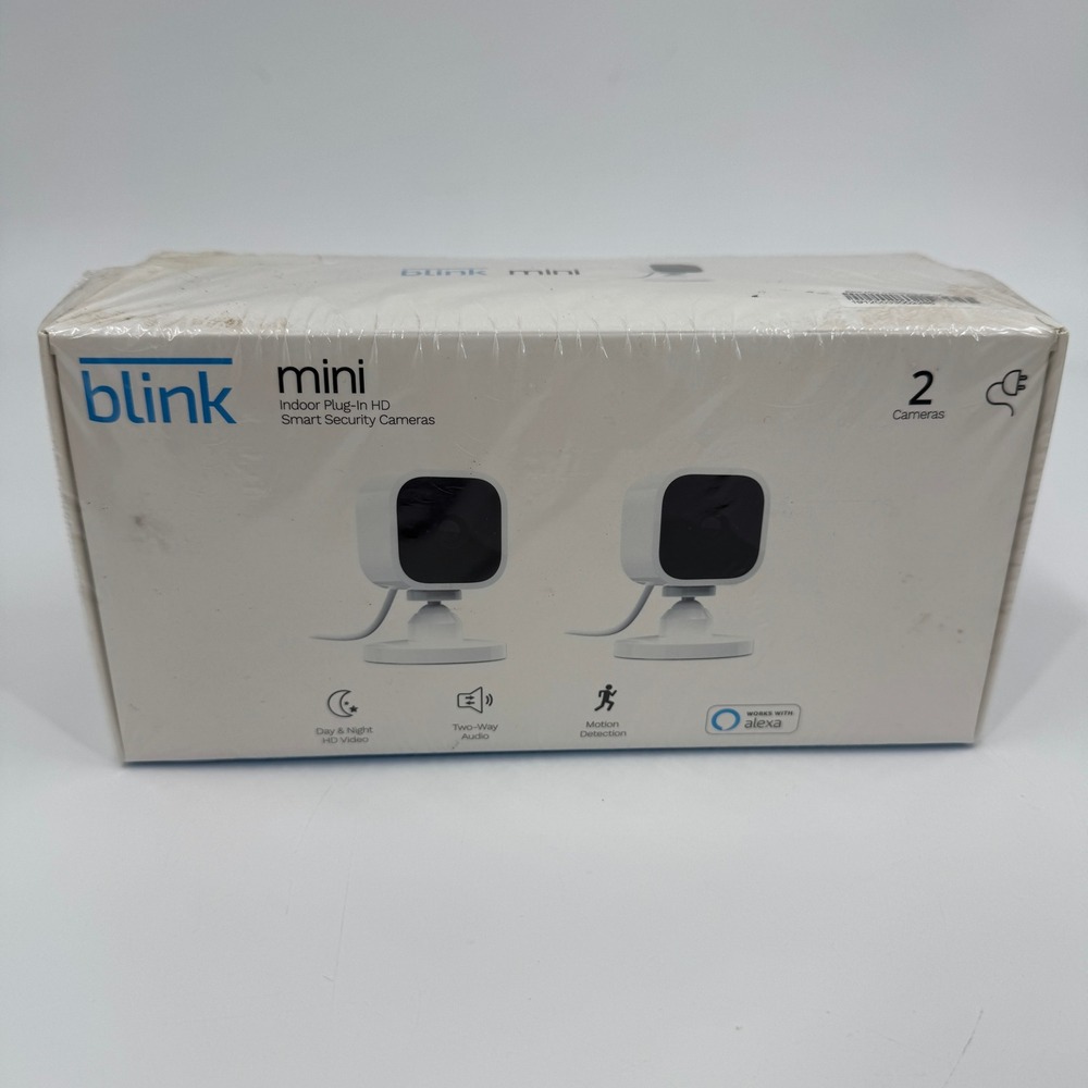 Blink Mini Indoor Smart Security Camera 2-Pack White 1080p HD Night Vision Alexa